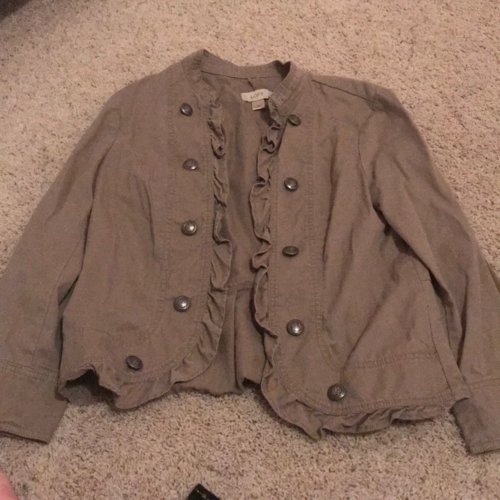 Light brown blazer with buttons up the front